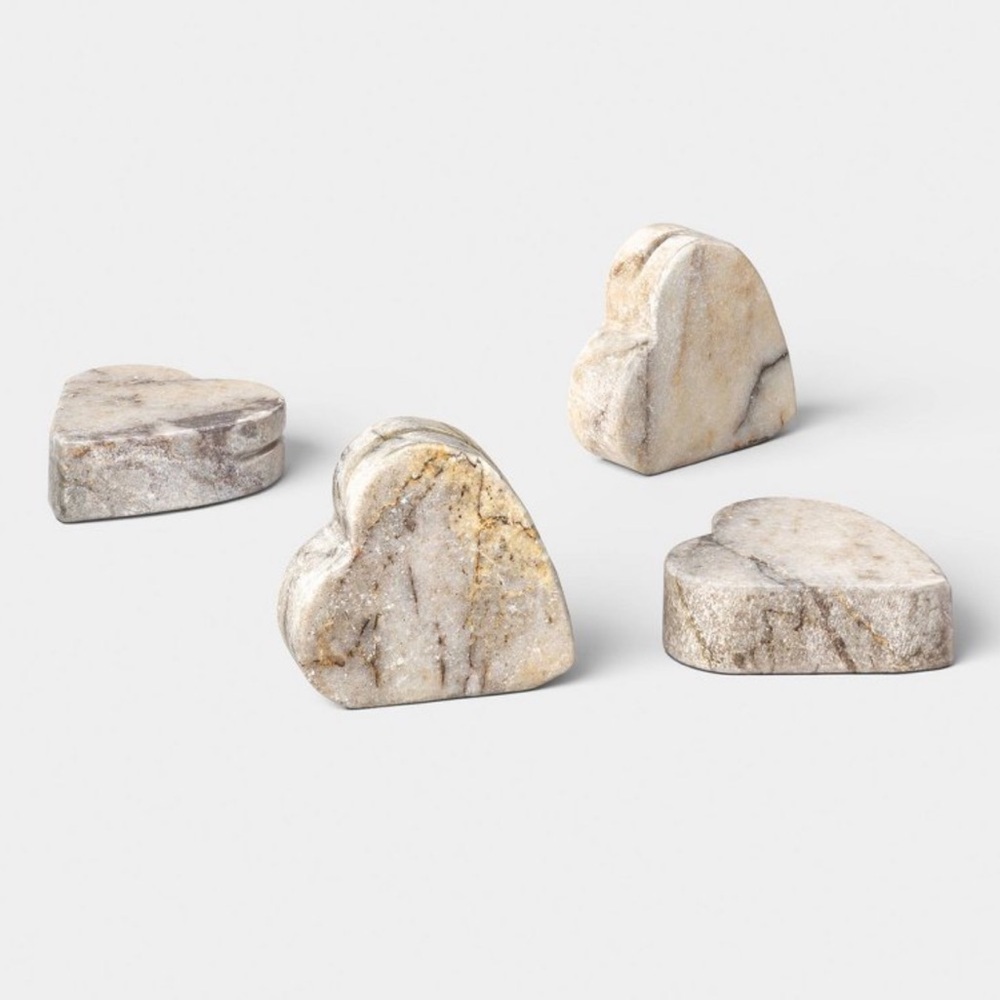 NEW Threshold 4 Pk Marble Hearts Name Card Holders